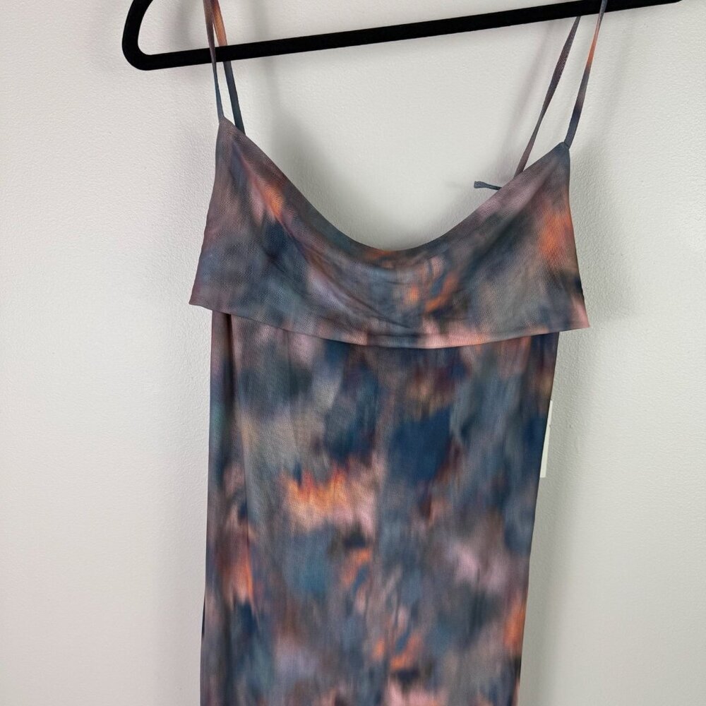 Open Edit Slip Dress Small Multicolor Tie Dye Cowl Neck Spaghetti Strap Maxi - Picture 5 of 10